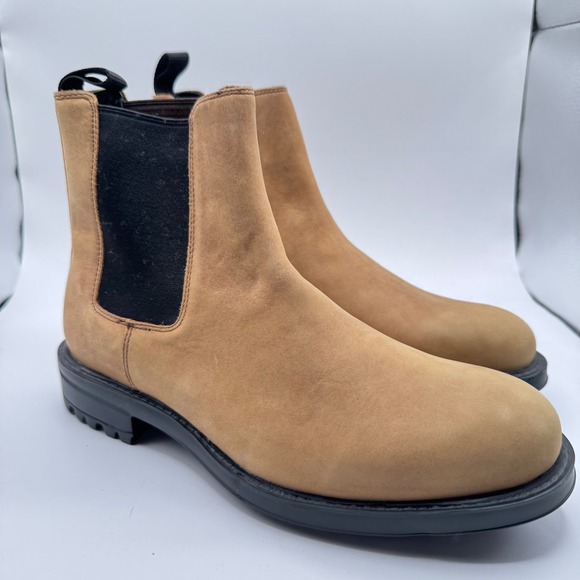 Nisolo All-Weather Mateo Leather Chelsea‎ Boots Tan Lug Sole Men's 9 Waterproof